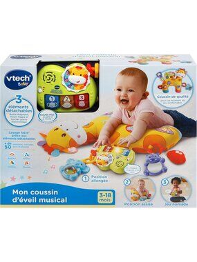 VTech Tummy Time Discovery Pillow Interactive Baby Toy (French) 3in1  New in Box